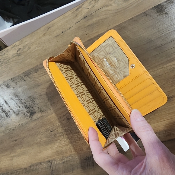 Louis Tangerine Leather Hand Painted Zip Around Wallet / Wristlet - Picture 4 of 7